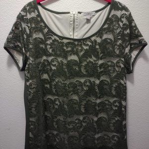 Lace Overlayed Basic Tee (Green)